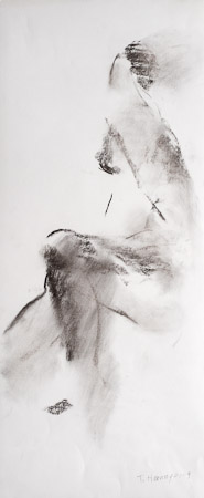 Aktstudie 4, 2009, 60 x 25 cm, Kohle auf Papier