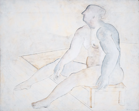Figur, 1953, Öl auf Holzfaserplatte, 70 x 87,5 cm